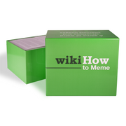 Open wikiHow to Meme game box with lid in focus and game contents in background